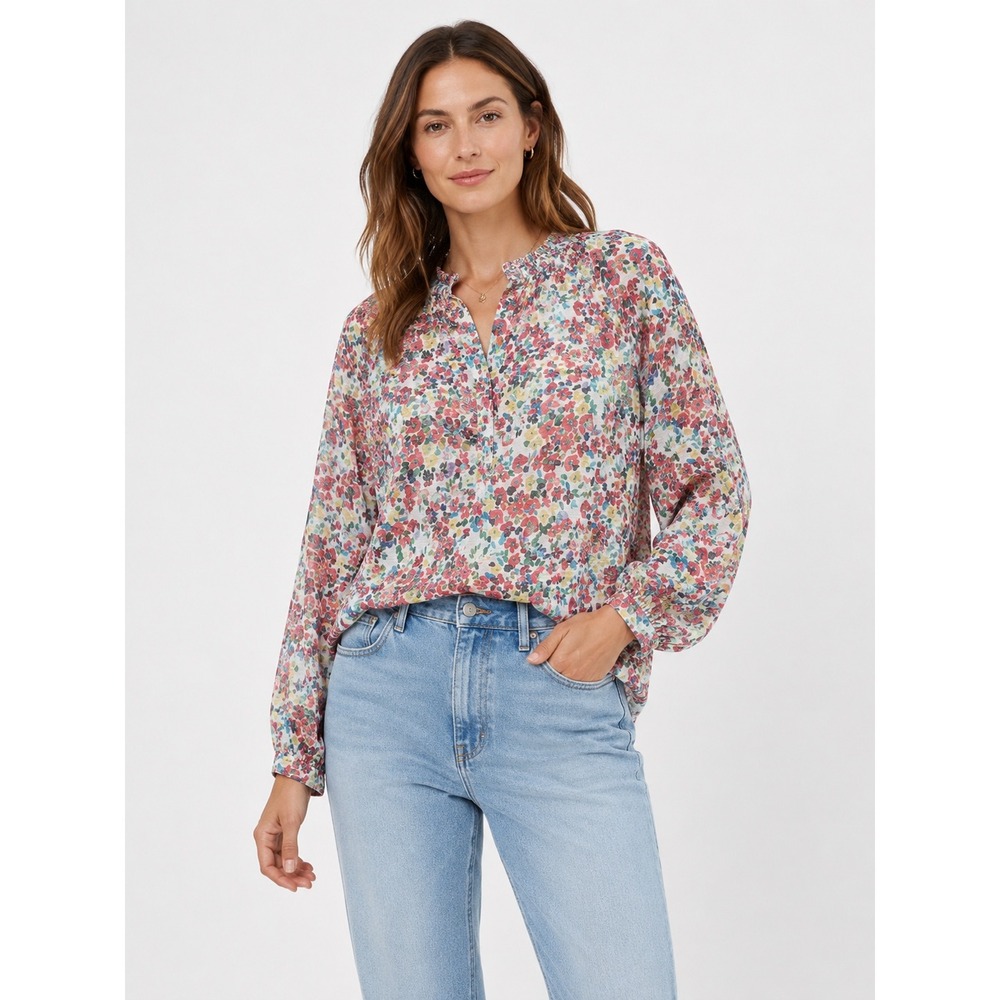 Hope & Harlow‎ Floral Peasant Blouse Womens Large L Multi Color Long Sleeve Top
